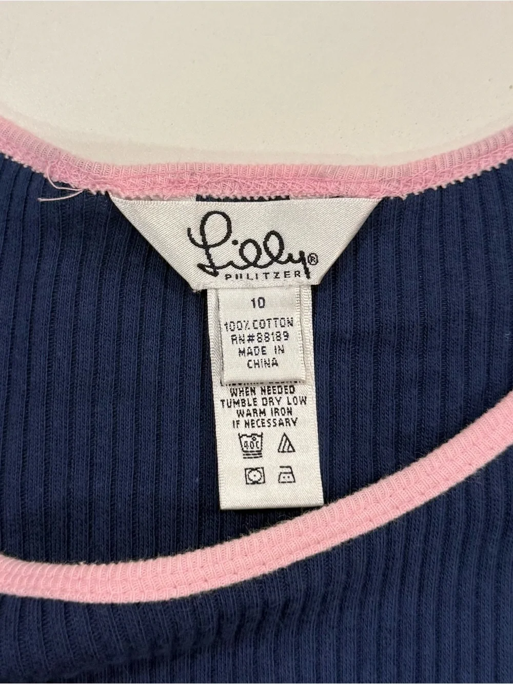 Lilly Pulitzer Girls Navy Blue Pink Trim Long Sleeve Dress